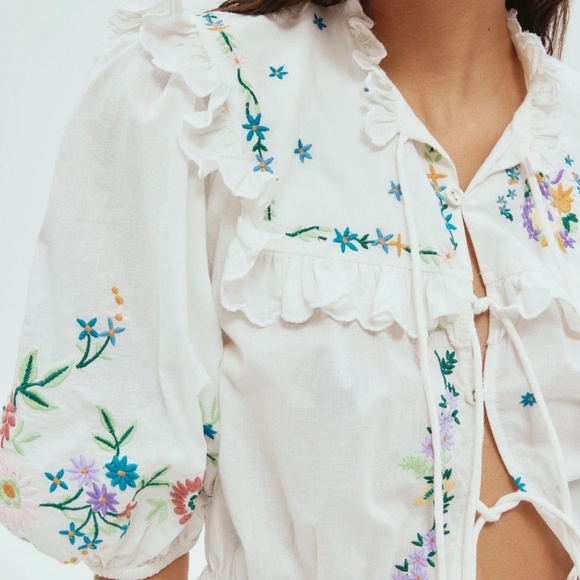 ALÉMAIS Willa Embroidered Blouse New with tags - Picture 5 of 7